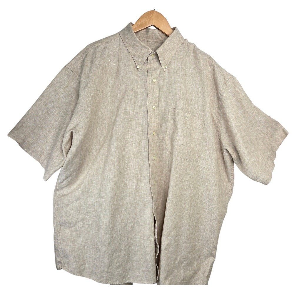 Jos. A. Bank Mens Beige 100% Linen Button Down‎ XXL Traveler's Collection Summer